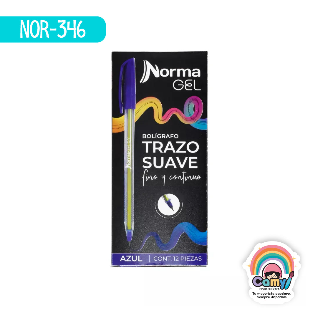 NOR-346 BOLIGRAFO TINTA AZUL NORMA P/MEDIO C/12
