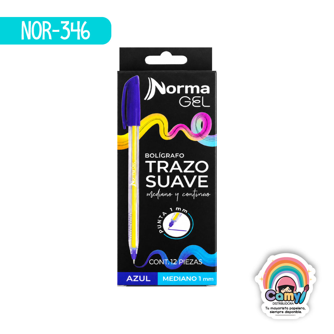 NOR-346 BOLIGRAFO TINTA AZUL NORMA P/MEDIO C/12