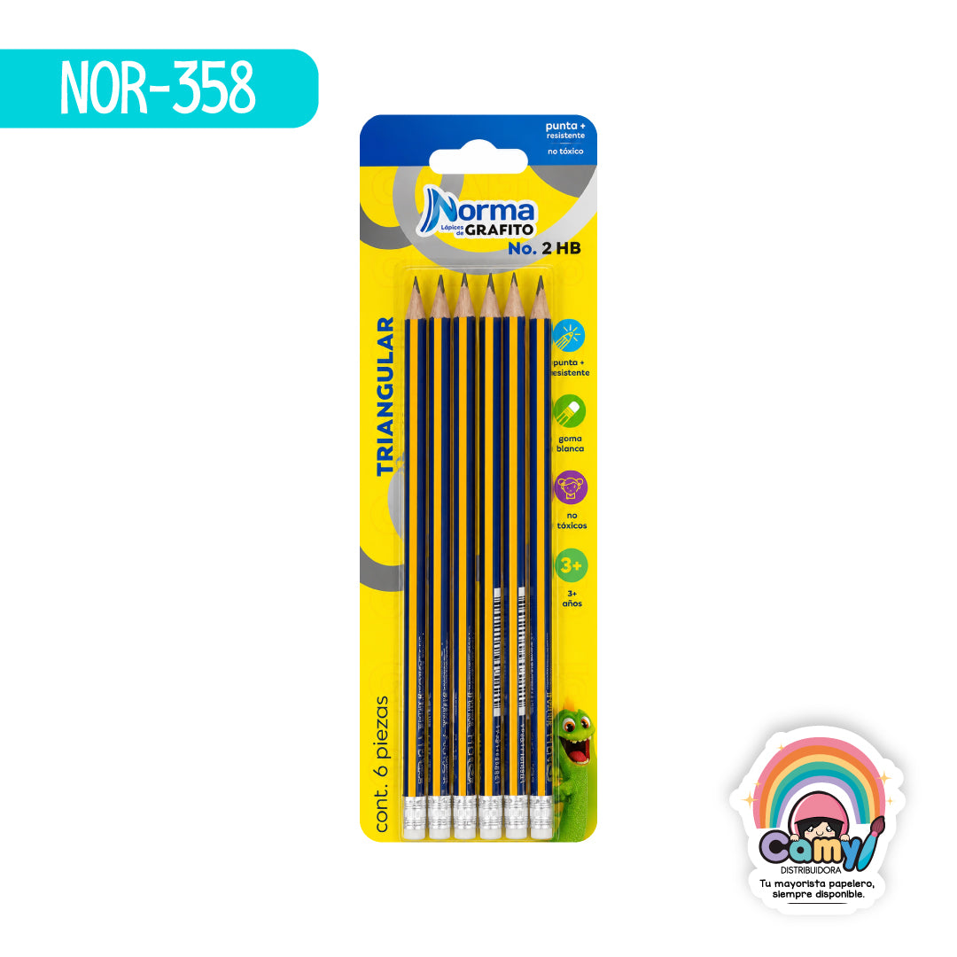 NOR-358 LAPICES DE GRA TRIANGULAR NORMA BLISTER C/6