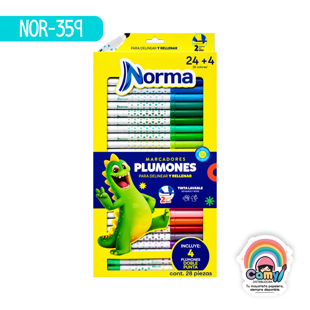 NOR-359 PLUMONES NORMA LAVABLES C/ 24+4