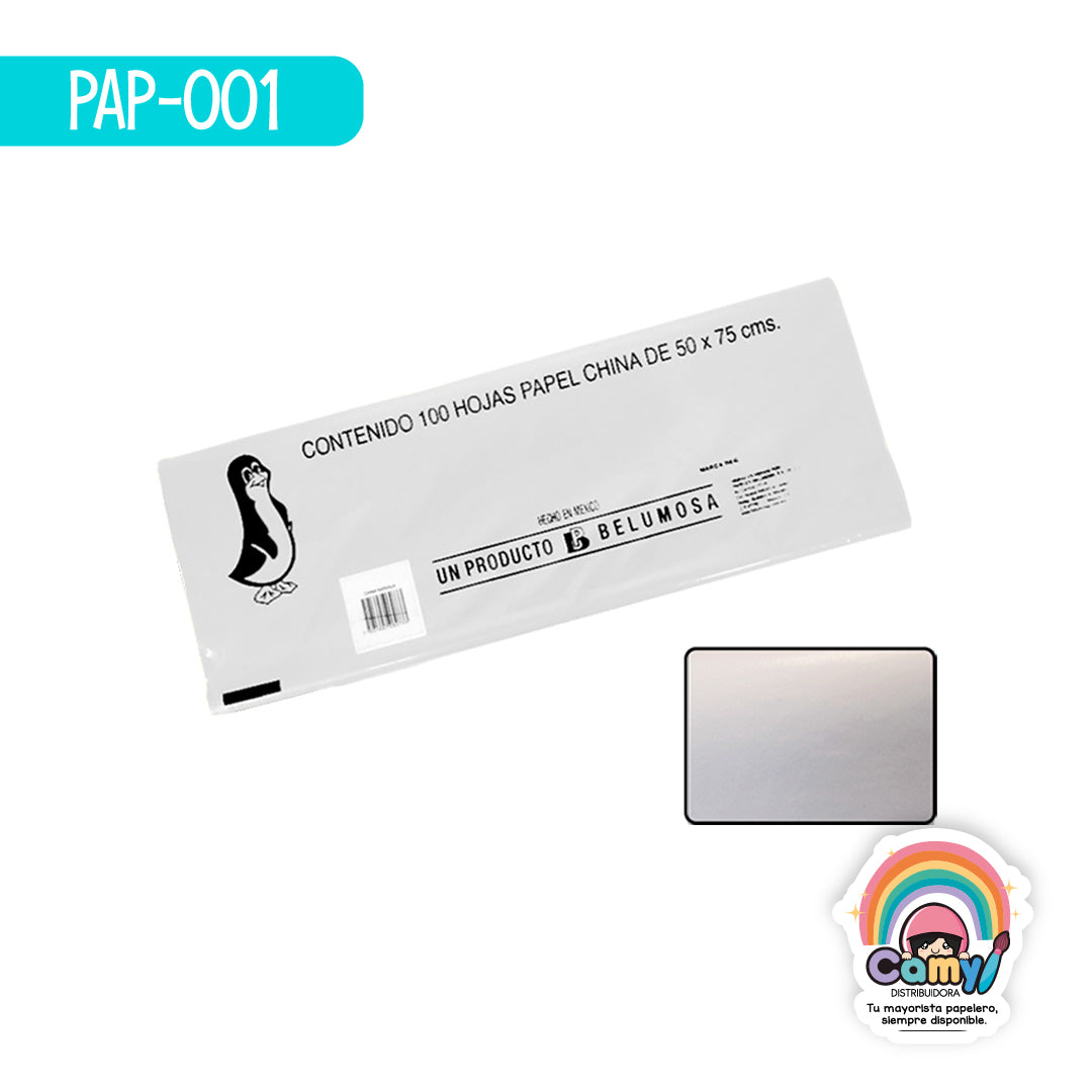 PAP-001 PAPEL CHINA BELUMOSA BLANCO C/100