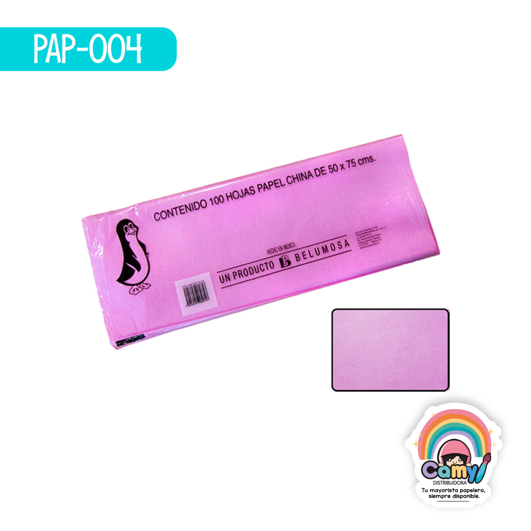 PAP-004 PAPEL CHINA BELUMOSA ROSA PALIDO C/100