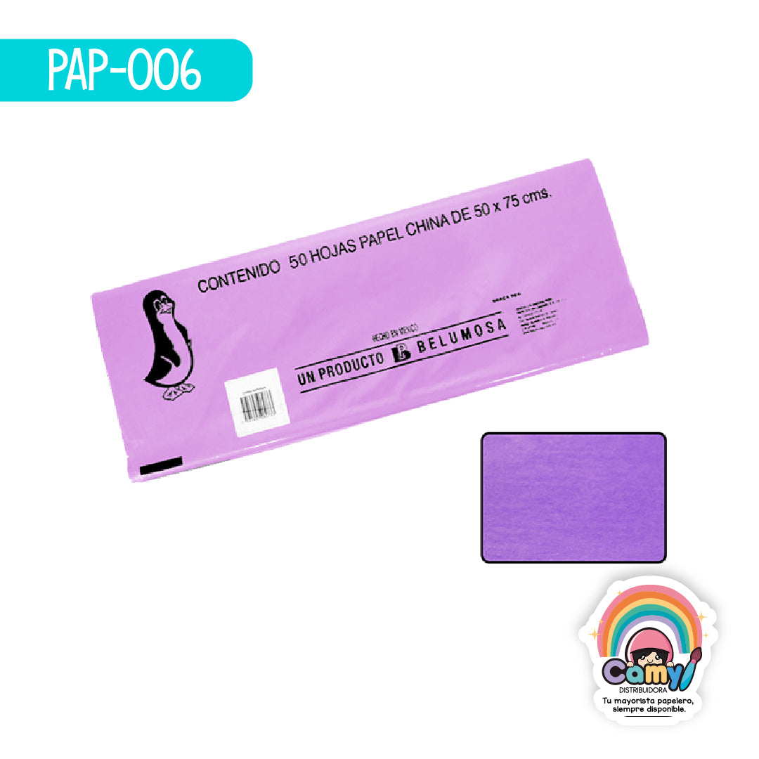 PAP-006 PAPEL CHINA BELUMOSA LILA C/100