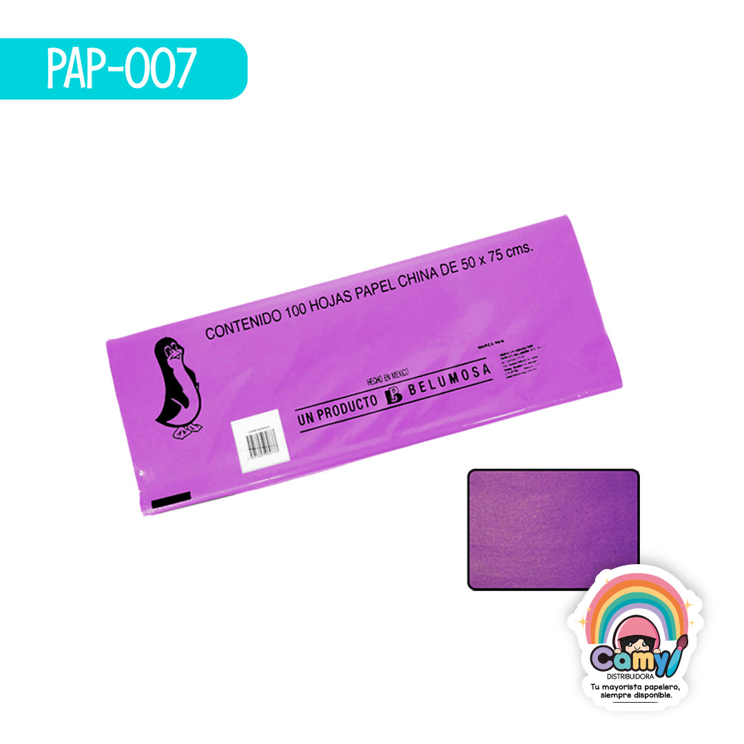 PAP-007 PAPEL CHINA BELUMOSA MORADO C/100
