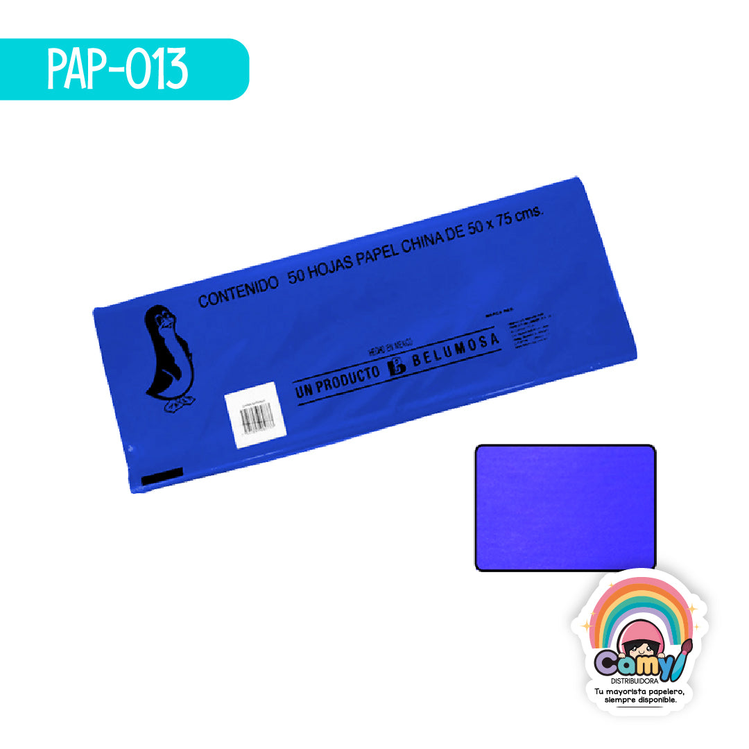 PAP-013 PAPEL CHINA BELUMOSA AZUL VICTORIA C/100