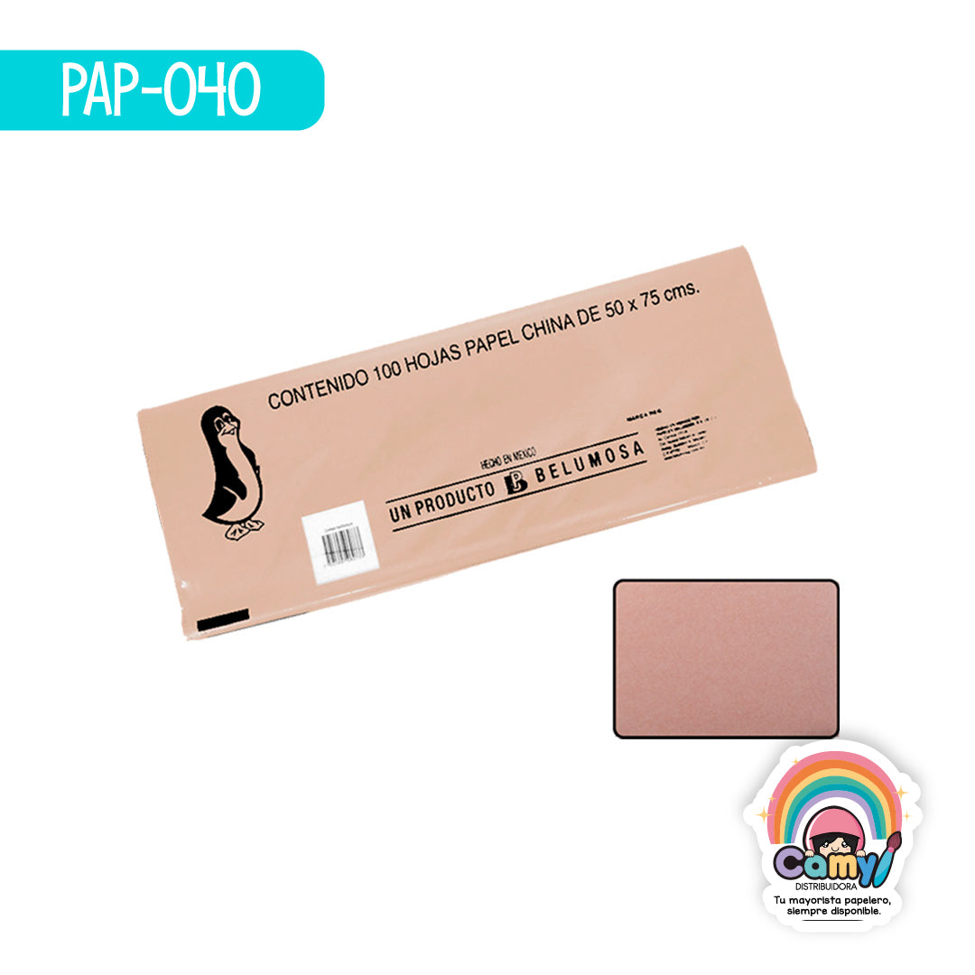 PAP-040 PAPEL CHINA BELUMOSA DURAZNO C/100