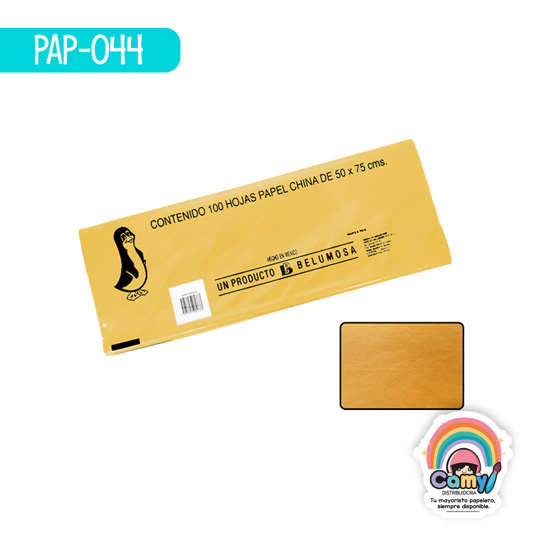PAP-044 PAPEL CHINA BELUMOSA AMARILLO HUEVO C/100