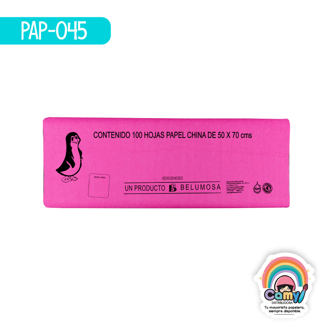 PAP-045 PAPEL CHINA BELUMOSA ROSA MEXICANO C/100