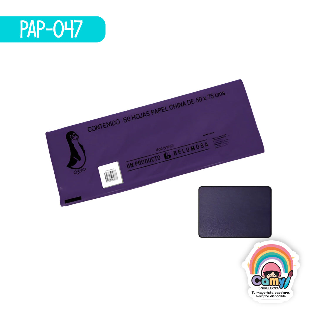 PAP-047 PAPEL CHINA BELUMOSA AZUL MARINO C/100