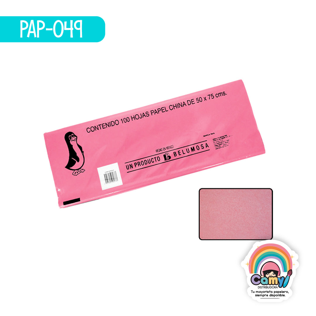 PAP-049 PAPEL CHINA BELUMOSA ROSA C/100