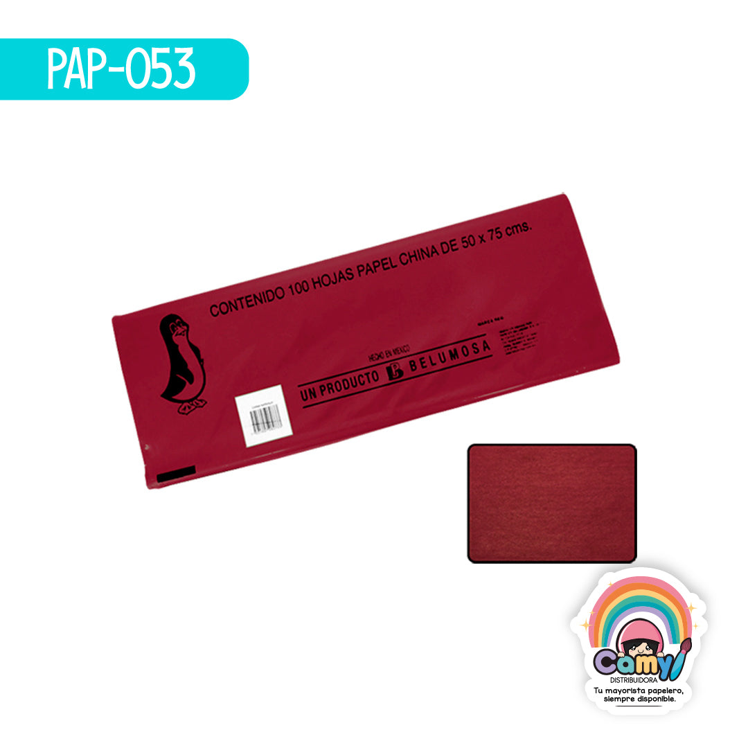 PAP-053 PAPEL CHINA BELUMOSA ROJO BURDEOS C/100