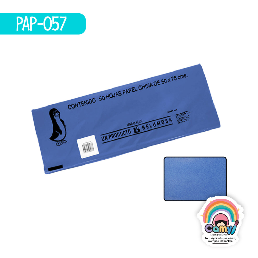 PAP-057 PAPEL CHINA BELUMOSA AZUL REY C/100