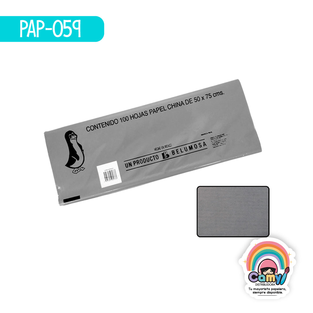 PAP-059 PAPEL CHINA BELUMOSA GRIS C/100