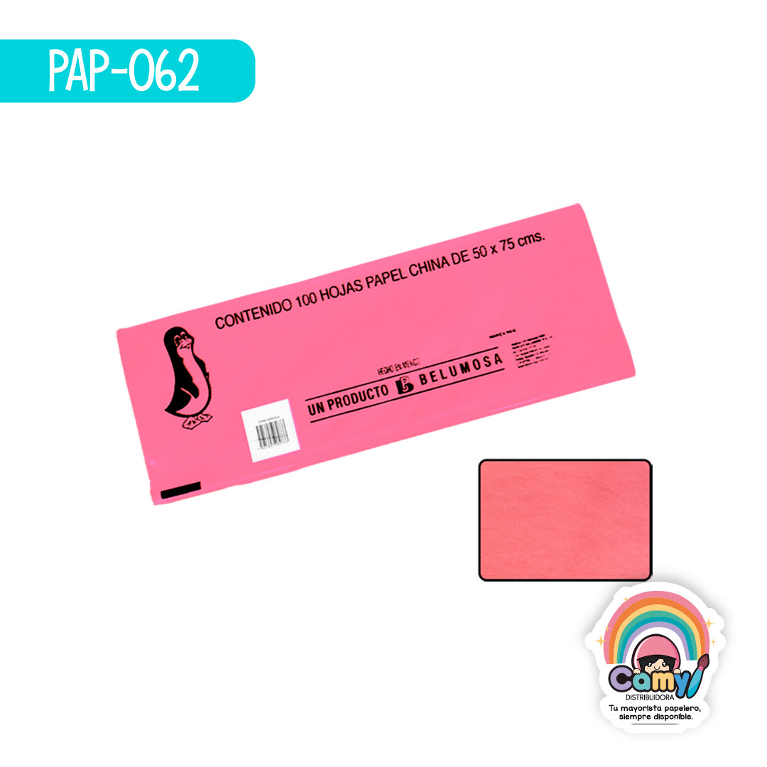 PAP-062 PAPEL CHINA BELUMOSA CORAL C/100