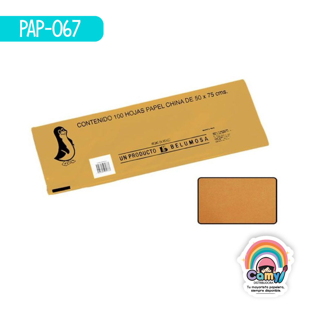PAP-067 PAPEL CHINA BELUMOSA ORO C/100