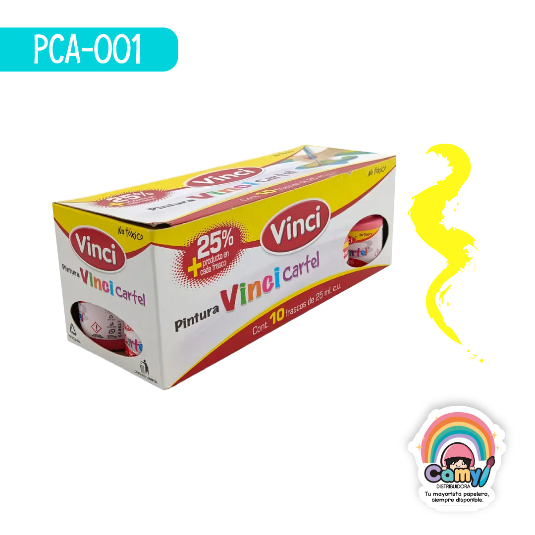 PCA-001PINTURA CARTEL AMARILLO LIMÓN - 50 FRASCO C/25ml. DIXON