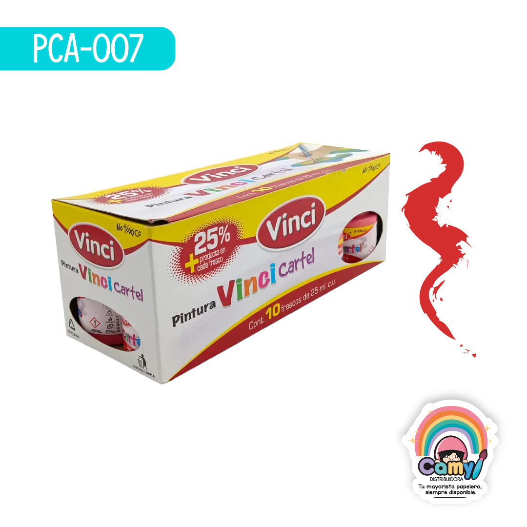 PCA-007 PINTURA CARTEL  CARMÍN – 55 FRASCO C/25ml. DIXON