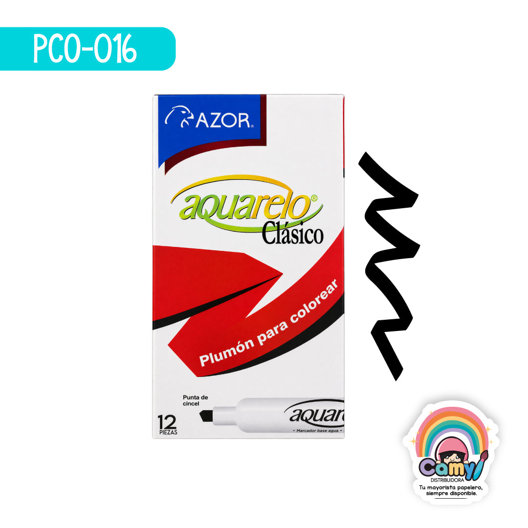 PCO-016 PLUM ACUARELO CLASICO NEGRO CJ-12 AZOR