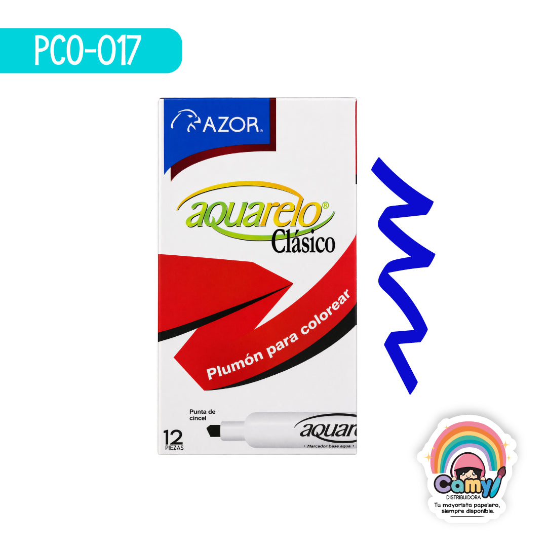 PCO-017 PLUM ACUARELO CLASICO AZUL OSCURO CJ-12 AZOR