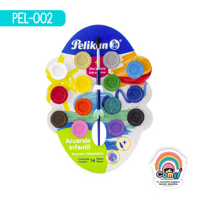 PEL-002 ACUARELA INFANTIL C/12+2 PELIKAN