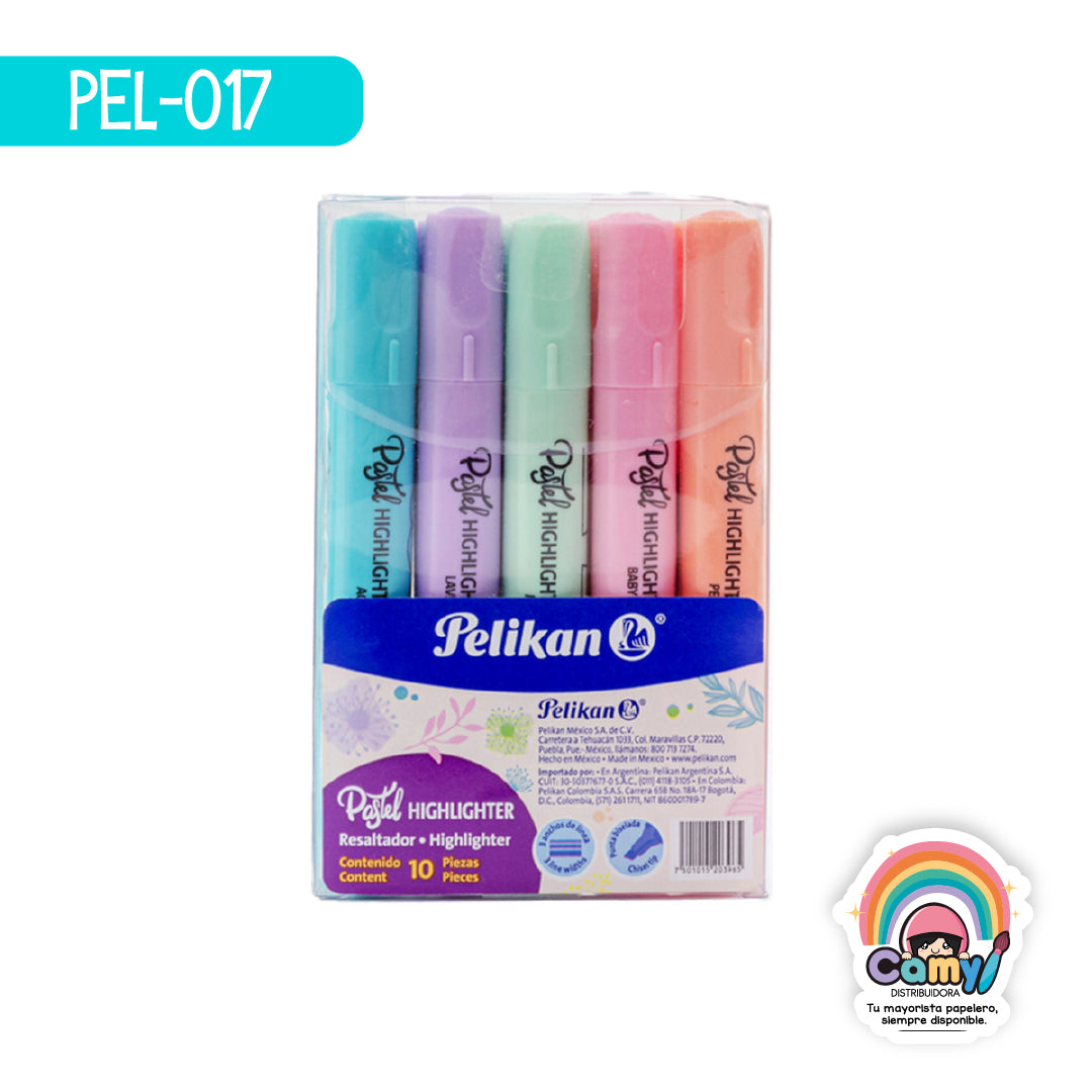 PEL-017 MARCATEXTOS 414 PASTEL C/10 SURTIDO PELIKAN