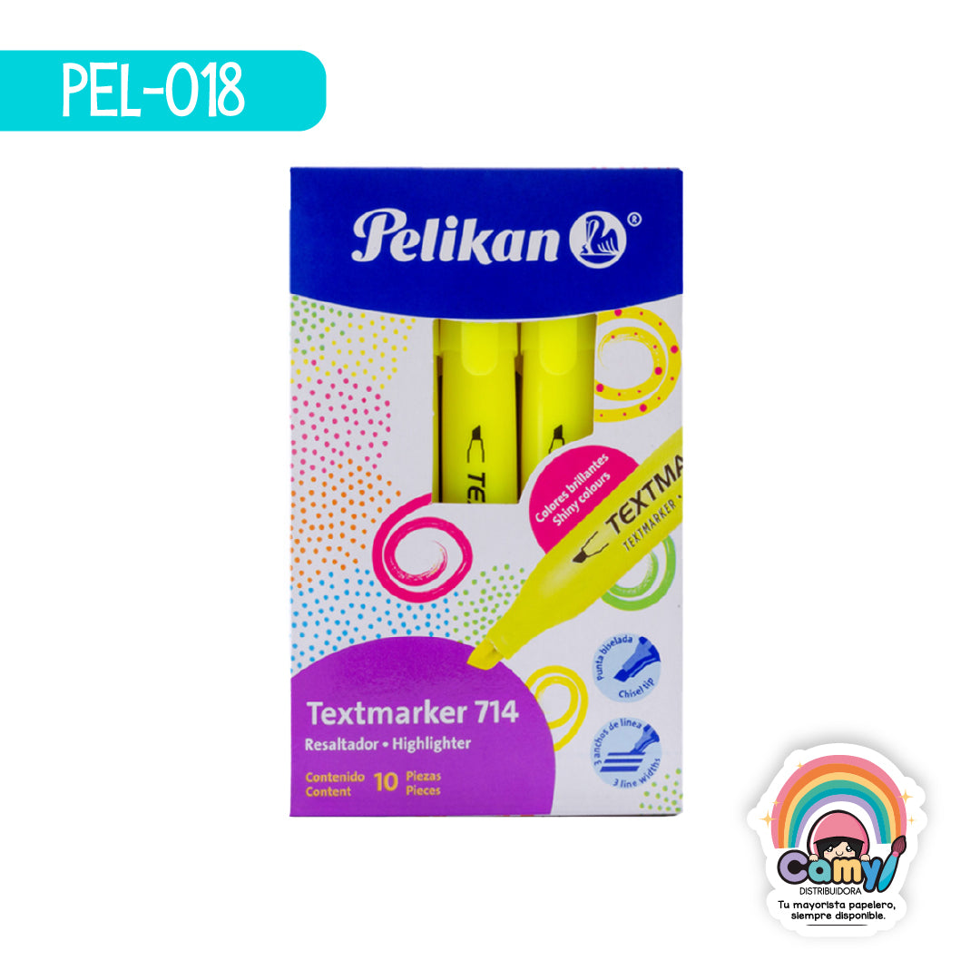 PEL-018 MARCATEXTOS 714 AMARILLO C/10. PELIKAN