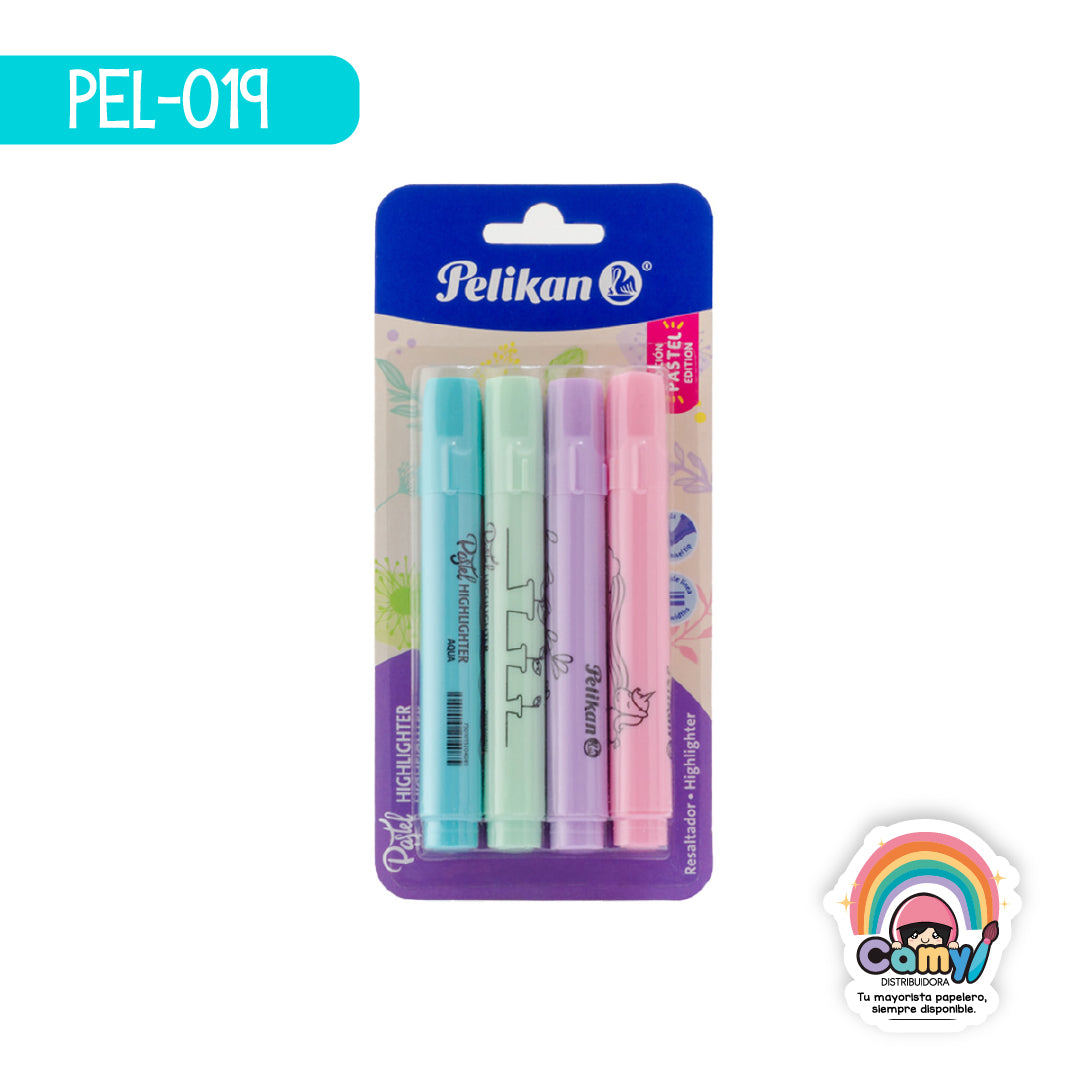 PEL-019 MARCATEXTOS 414 PASTEL BLISTER  C/4 SURTIDO. PELIKAN