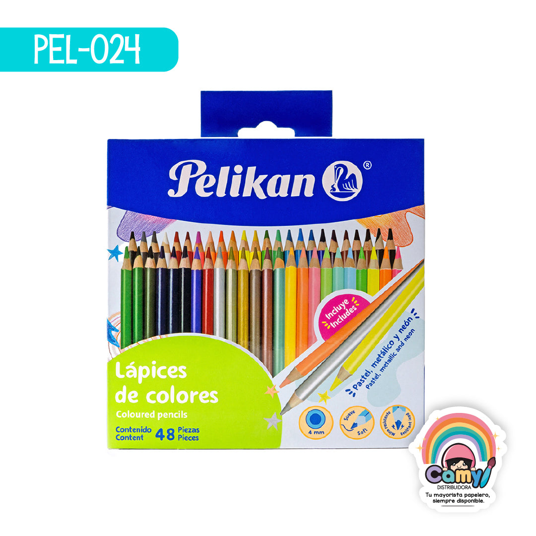 PEL-024 LPZ COLORES PELIKAN C/48 (4MM) LARGOS