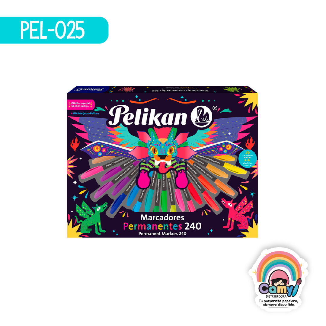 PEL-025 SET MARCADORES PERMANENTES 240 C/36 PZS PELIKAN