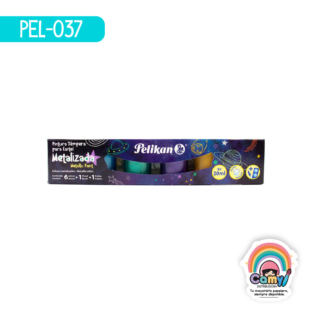 PEL-037 TEMPERA PARA CARTEL METALICA C/6 20ML PELIKAN