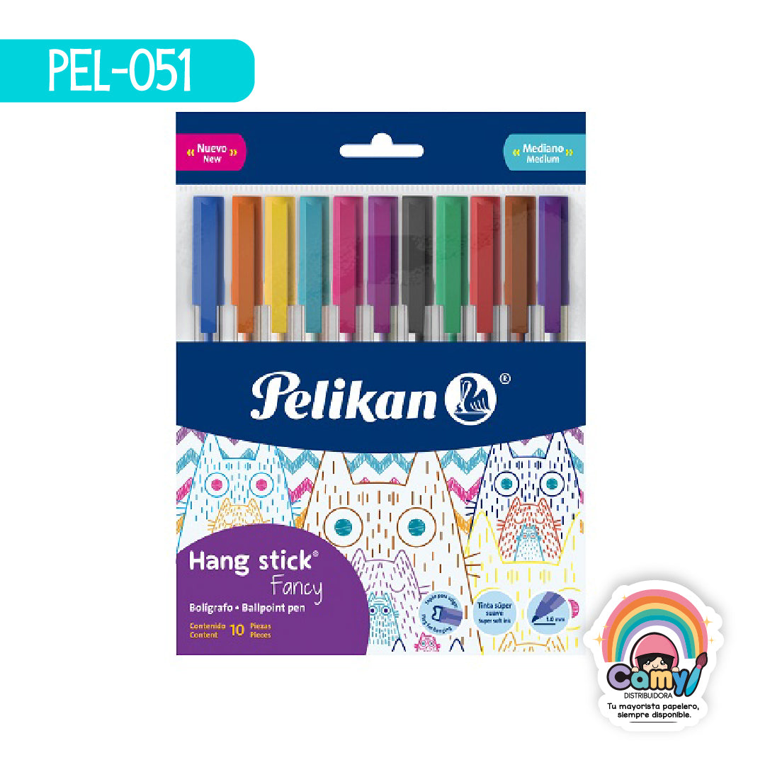 PEL-051 BOL HANG STICK FANCY C/10 COL SURT P/MED PELIKAN