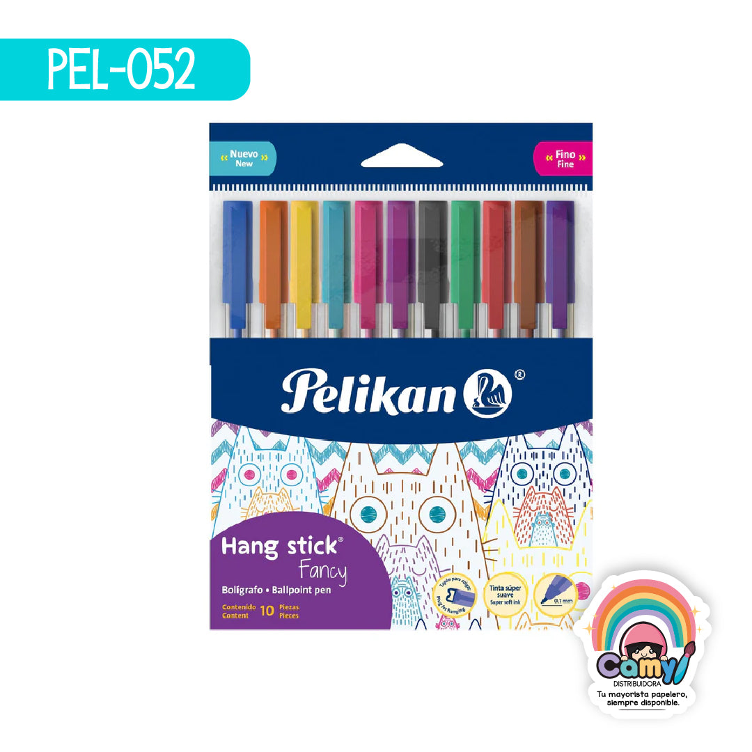 PEL-052 BOL HANG STICK FANCY C/10 COL SURT P/FINO PELIKAN