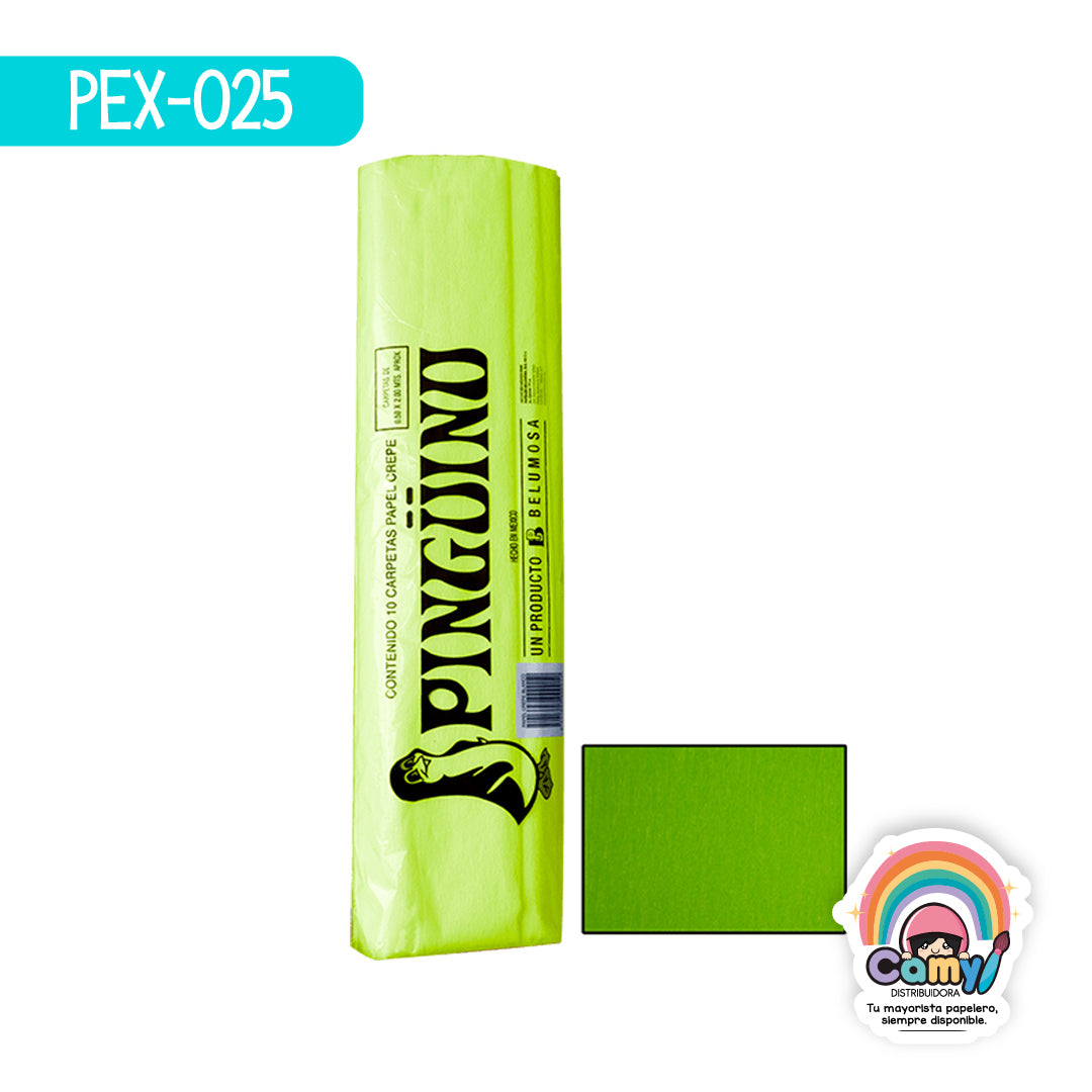PEX-025 PAPEL CREPE PINGÜINO VERDE MANZANA C/10
