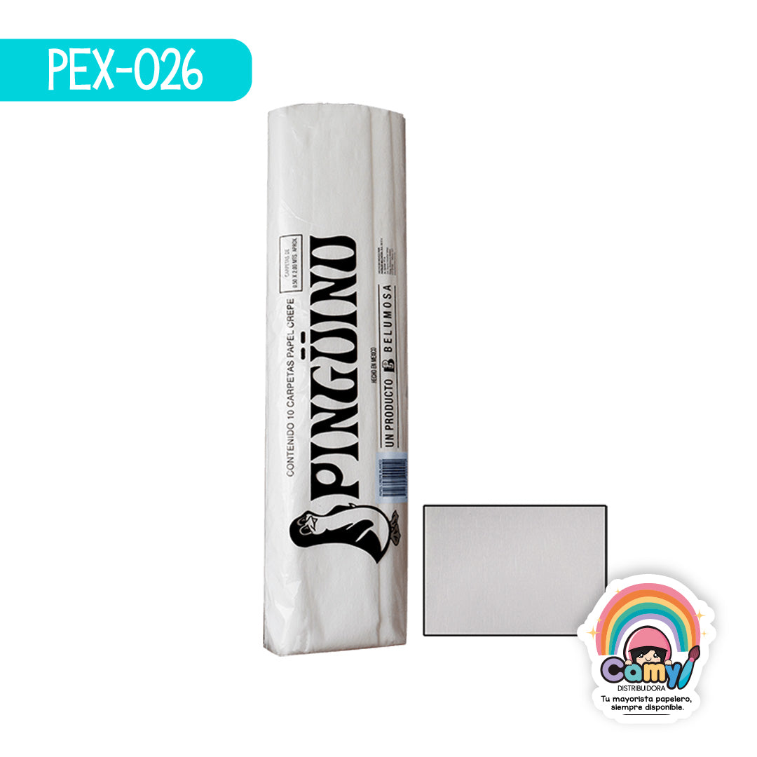 PEX-026 PAPEL CREPE PINGÜINO BLANCO C/10
