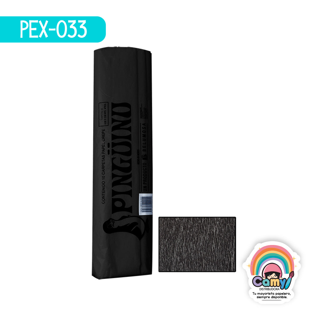 PEX-033 PAPEL CREPE PINGÜINO NEGRO C/10