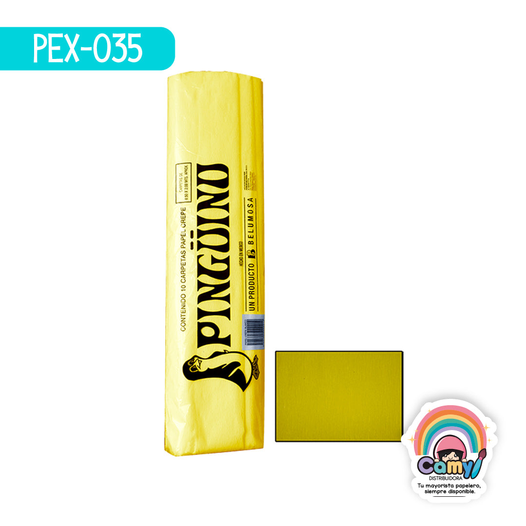 PEX-035 PAPEL CREPE PINGÜINO CANARIO C/10