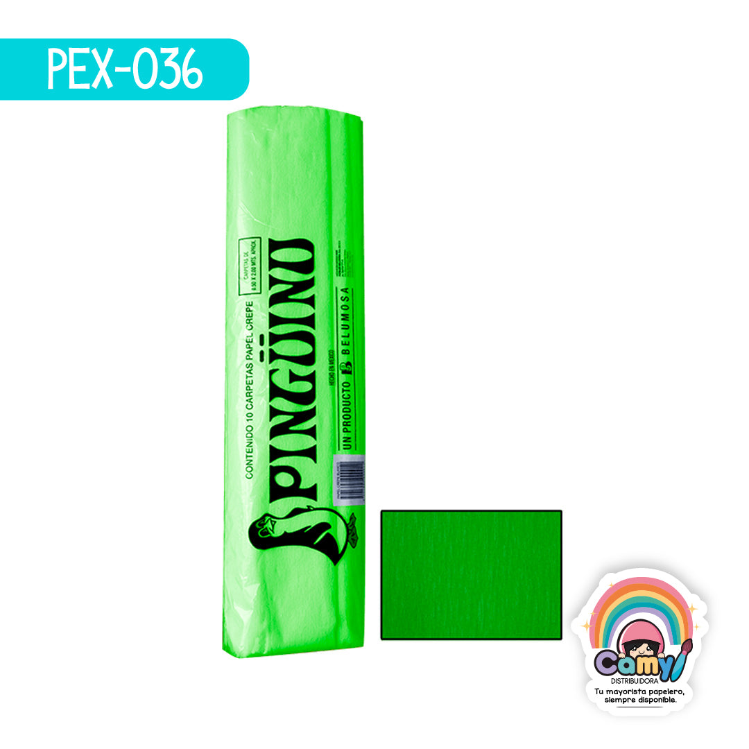 PEX-036 PAPEL CREPE PINGÜINO VERDE LIMON C/10