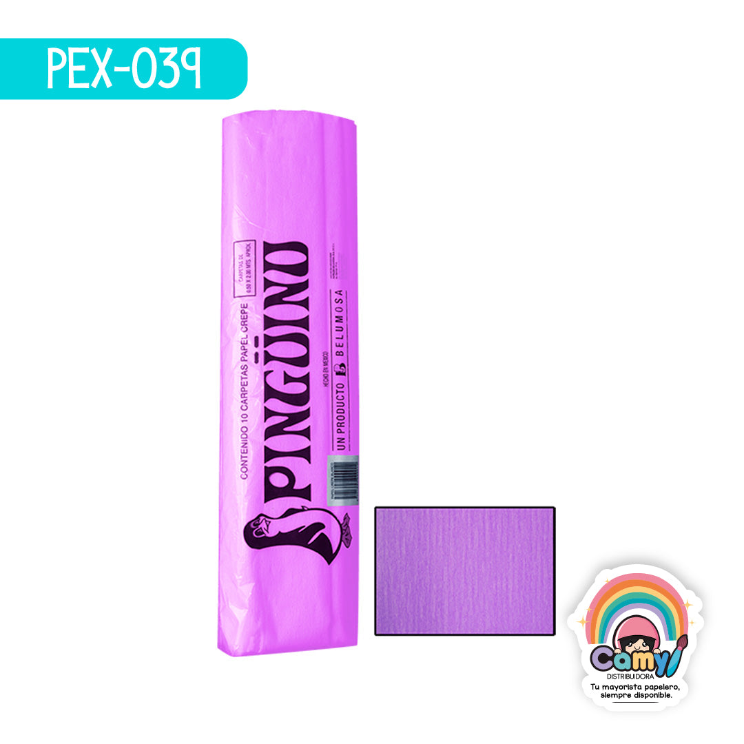PEX-039 PAPEL CREPE PINGÜINO LILA C10