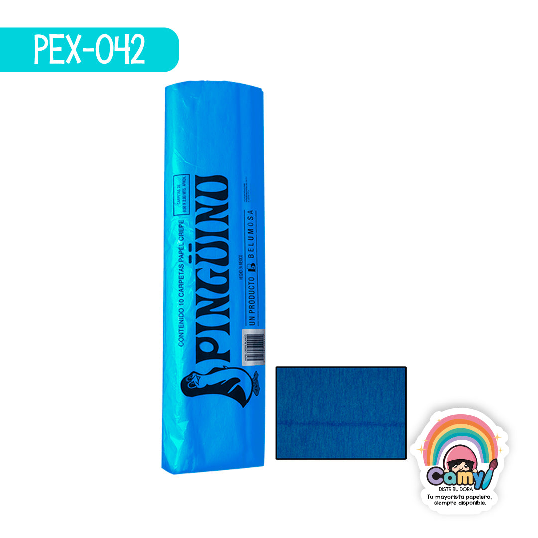 PEX-042 PAPEL CREPE PINGÜINO AZUL COBALTO C/10