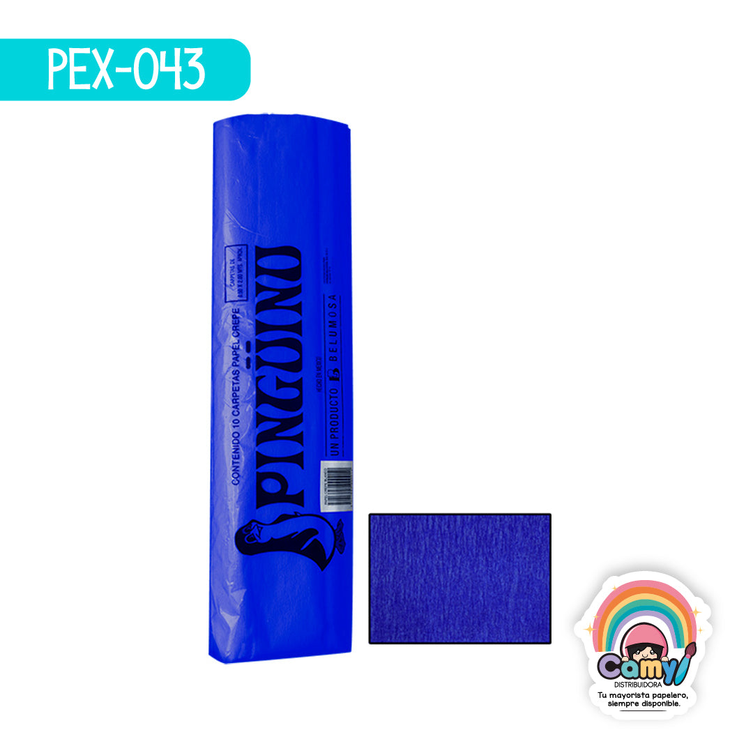 PEX-043 PAPEL CREPE PINGÜINO AZUL MARINO C/10