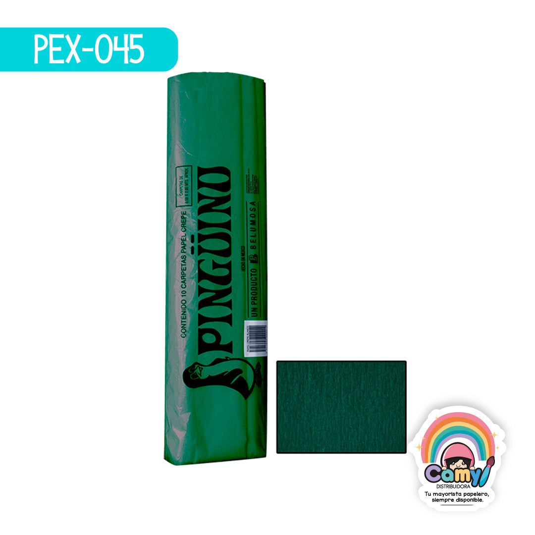 PEX-045 PAPEL CREPE PINGÜINO VERDE NAVIDAD C/10