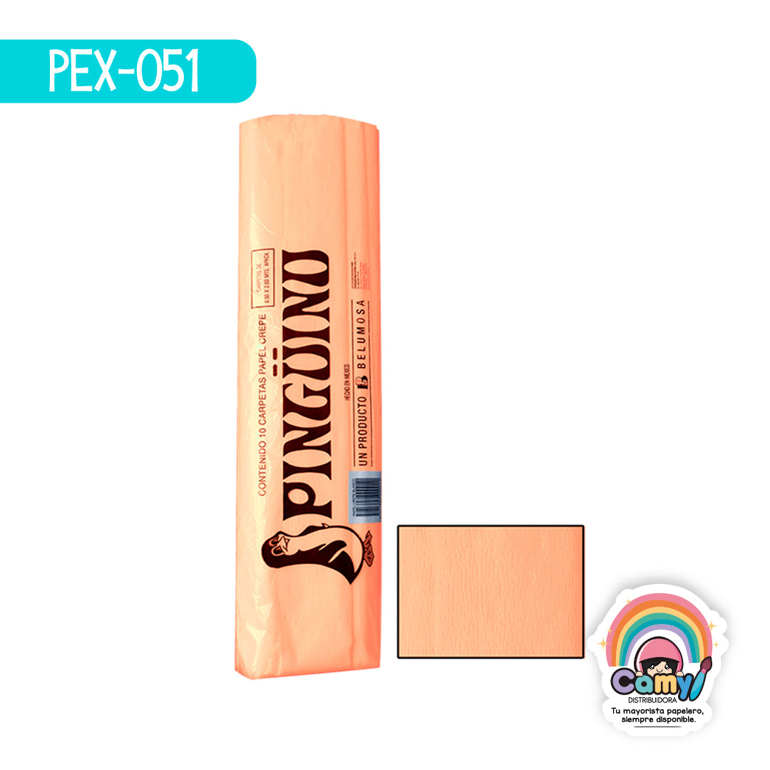 PEX-051 PAPEL CREPE PINGÜINO DURAZNO C/10