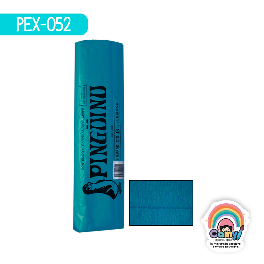 PEX-052 PAPEL CREPE PINGÜINO AGUAMARINA C/10
