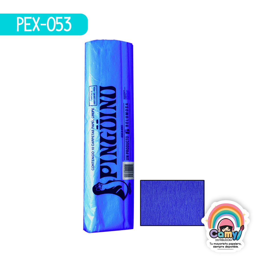 PEX-053 PAPEL CREPE PINGÜINO AZUL REY C/10