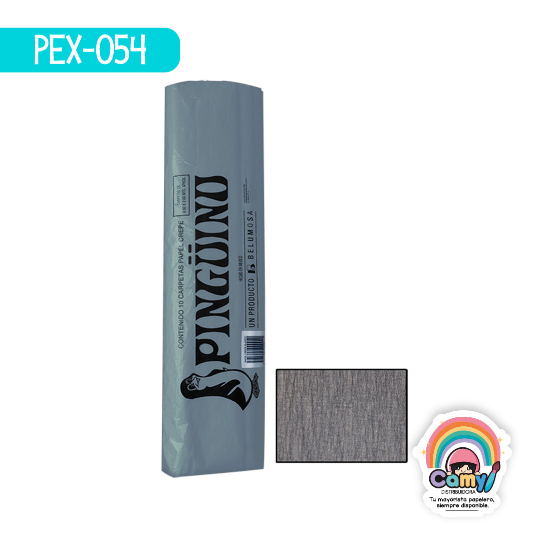 PEX-054 PAPEL CREPE PINGÜINO GRIS C/10