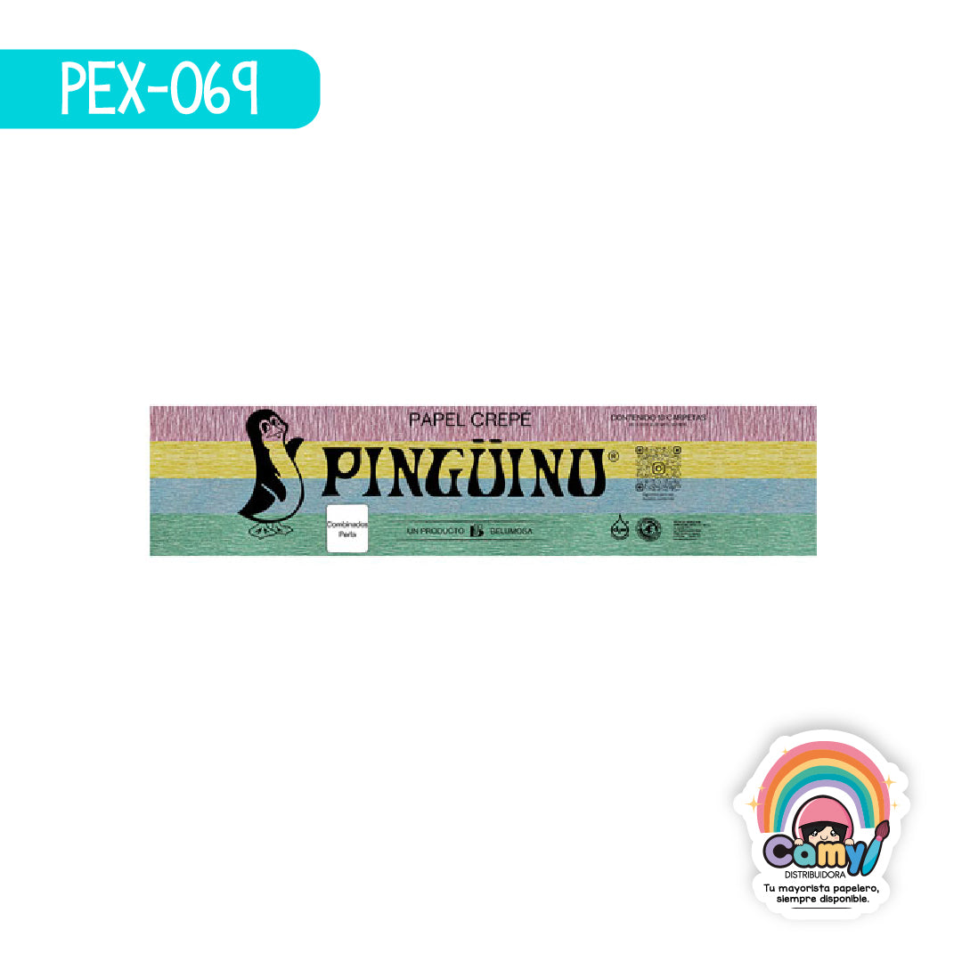 PEX-069 PAPEL CREPE PINGÜINO COMBINADO APERLADO C/10