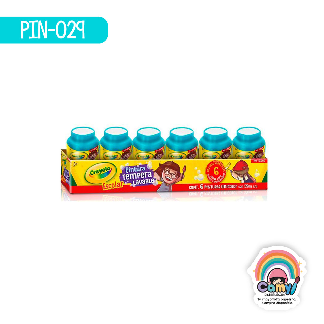 PIN-029 6 PINTURAS TEMPERA CRAYOLA 59ML AZUL CIELO