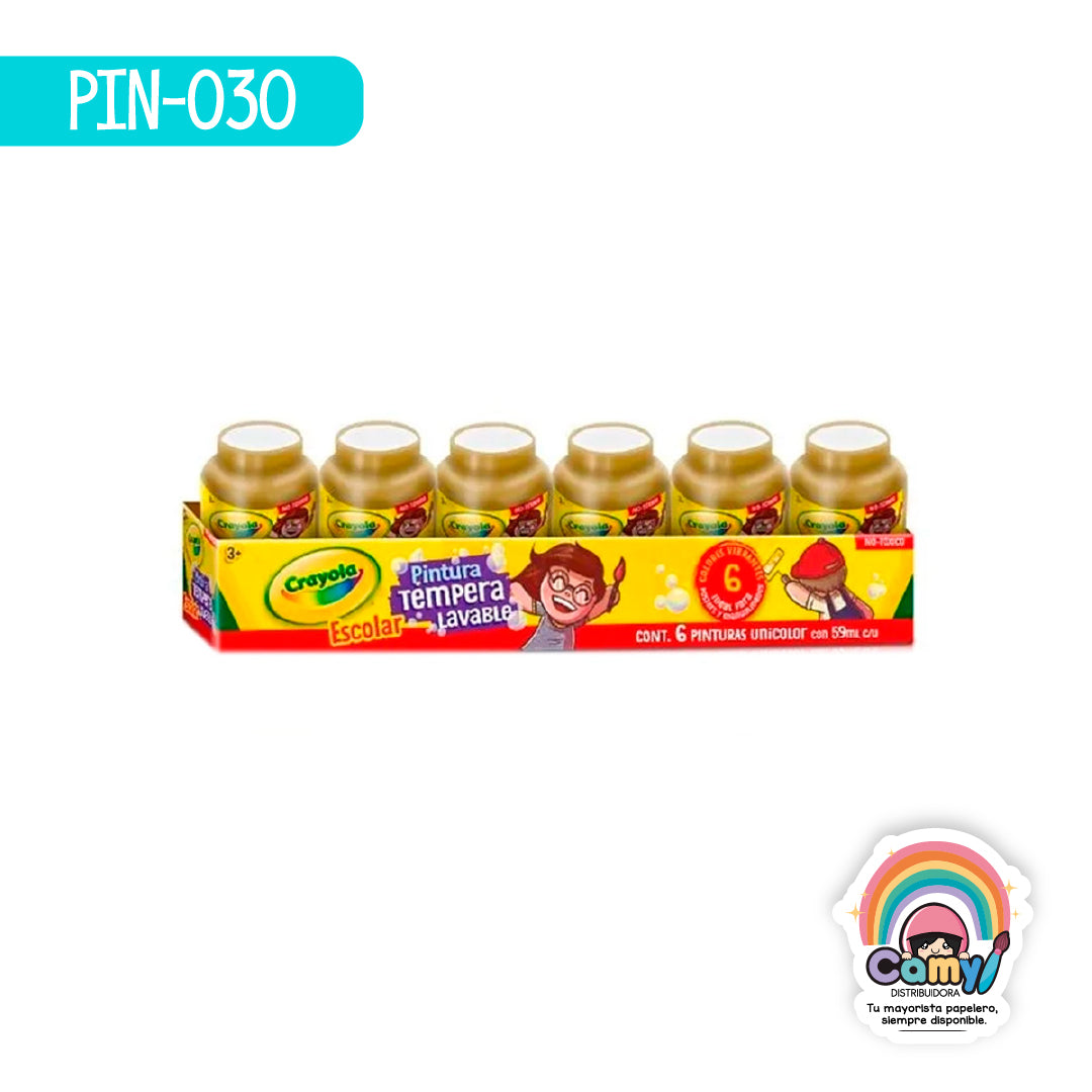 PIN-030 6 PINTURAS TEMPERA CRAYOLA 59ML ORO