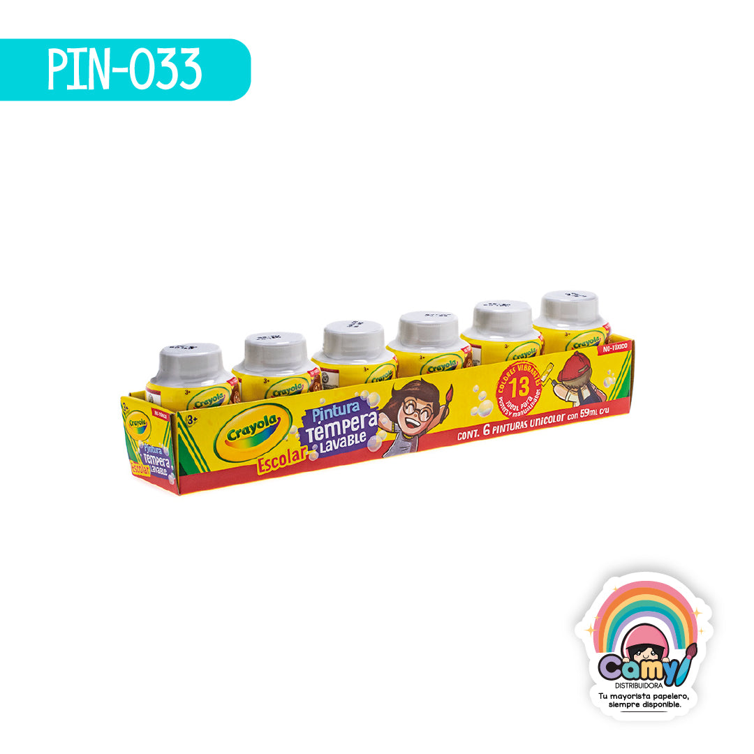PIN-033 6 PINTURAS TEMPERA CRAYOLA 59ML BLANCO