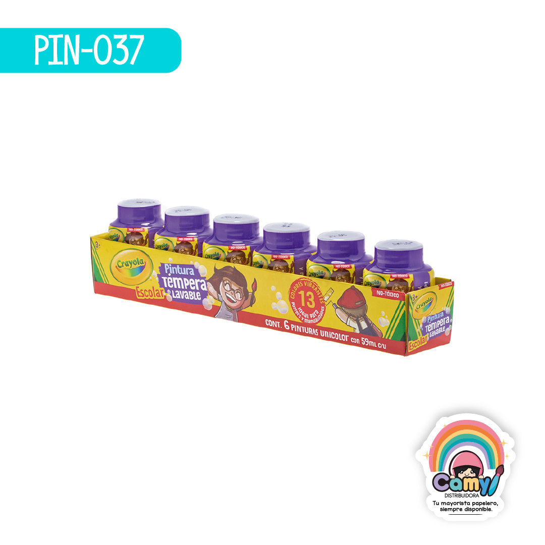 PIN-037 6 PINTURAS TEMPERA CRAYOLA 59ML MORADO